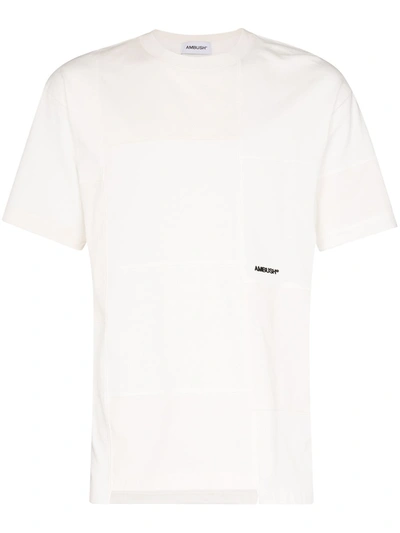 Ambush Logo-embroidered Patchwork-cotton T-shirt In White