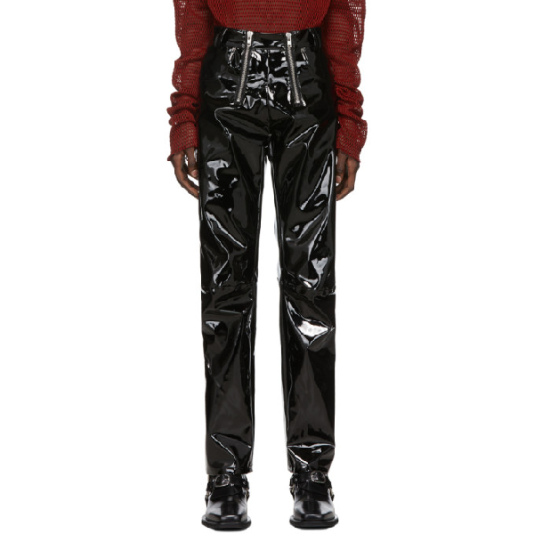 high waisted vinyl trousers
