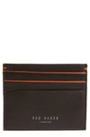Ted Baker Kraspa Leather Card Case In Brown Chocolate