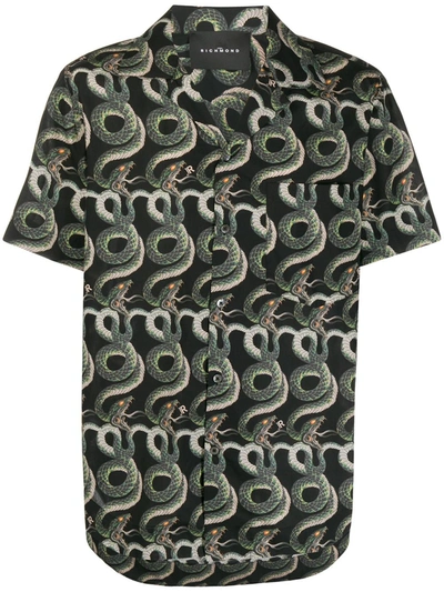 John Richmond Snake Print Shirt In Black