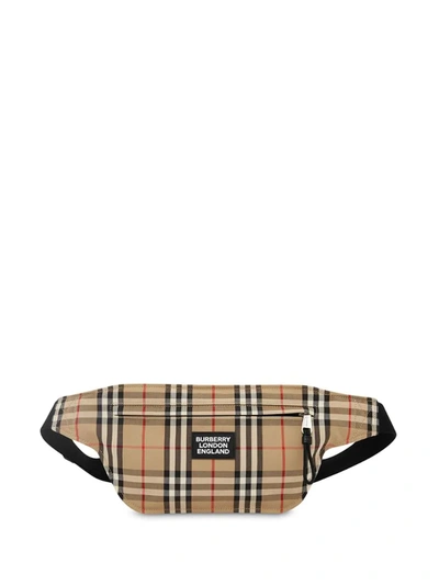 Burberry Logo Appliqué Vintage Check Belt Bag In Beige