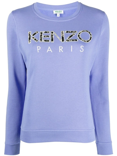 Kenzo Purple Logo-embroidered Cotton Sweatshirt