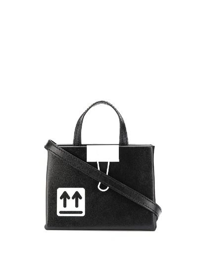 Off-white Baby Binder Clip Leather Cross-body Bag In 黑色