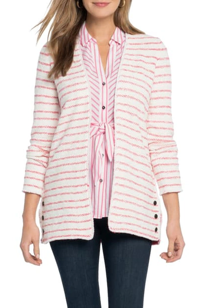Nic And Zoe Nic+zoe Textured Striped Cardigan In Pink Multi
