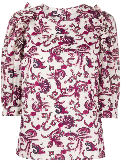 Ba&sh Ba & Sh Rym Puff-sleeve Paisley Top In White