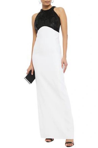 Antonio Berardi Sequin-embellished Two-tone Crepe Gown In Ivory