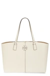 Tory Burch Mcgraw Large Leather Tote In New Ivory