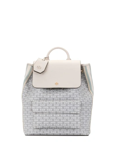 Tory Burch Gemini Link Medium Canvas & Leather Backpack In New Ivory Gemini Link