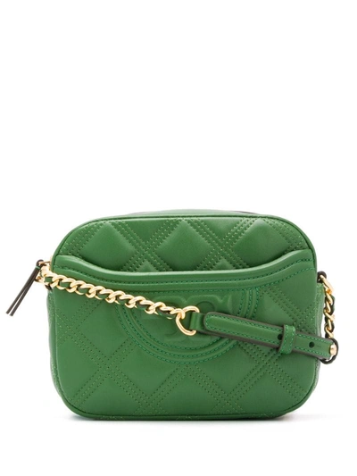 Tory Burch Fleming Soft Quilted Leather Camera Bag In Green