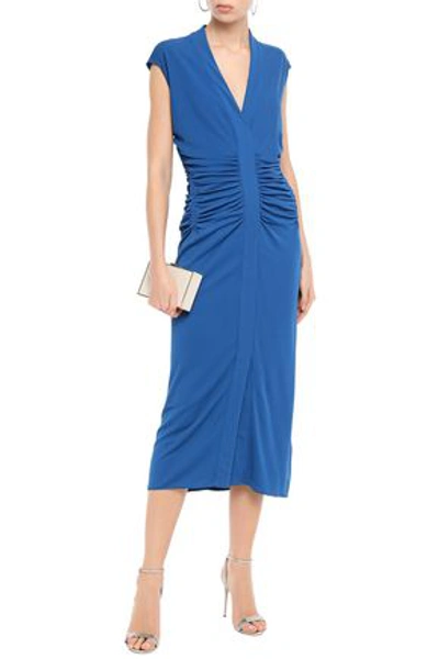 Narciso Rodriguez Ruched Jersey Midi Dress In Cobalt Blue
