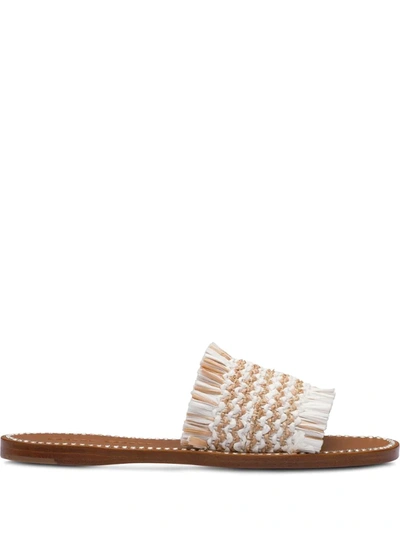 Miu Miu Woven Slip-on Sandals In Neutrals