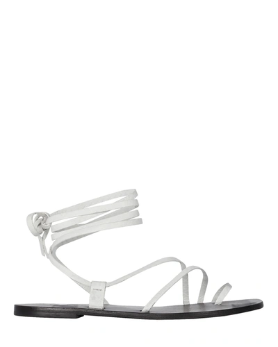 A.emery Beau Ankle Tie Leather Sandals In White