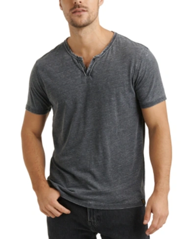 Lucky Brand Men's Venice Burnout Notch Short Sleeves T-shirt In Jet Black