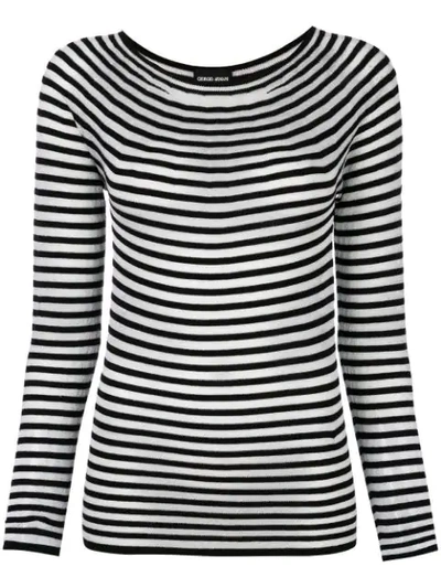Giorgio Armani Graphic-striped Round-neck Long-sleeve Knit