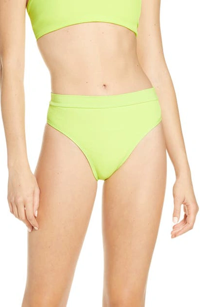 L*space French Cut High Waist Textured Swim Bottoms In Acid Green