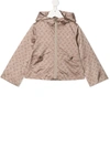 Herno Kids' Ruffle Hem Logo Print Rain Jacket In Neutrals