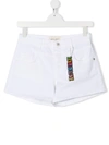 Alberta Ferretti Teen Love Is Love Charm High-waisted Shorts In White