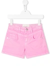 Alberta Ferretti Kids' Je T'aime Embroidered High Waist Shorts In Pink