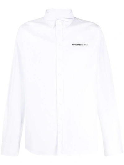 Dsquared2 Classic Button Down Cotton Oxford Shirt In White