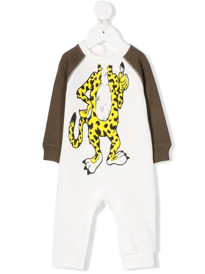 Stella Mccartney Babies' Tiger Print Organic Cotton Romper In White