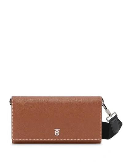 Burberry Logo Strap Wallet In Brown