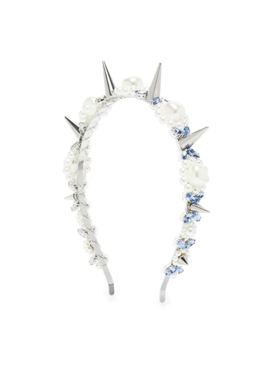 Simone Rocha 尖钉、珍珠与水晶镶嵌发箍 In Silver