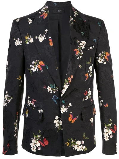 Amiri Black Slim-fit Printed Floral-jacquard Suit Jacket