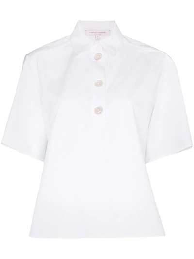 Carolina Herrera Short Sleeve Cotton T-shirt In White