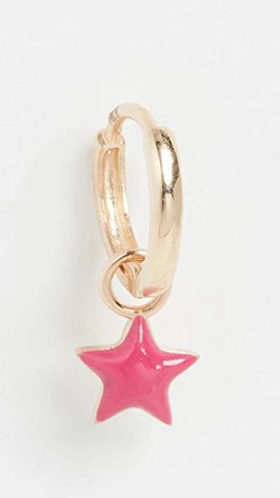 Alison Lou 14k Tiny Star Huggie In Hot Pink