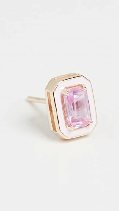 Alison Lou 14k Enamel Stack Stud In Pink Sapphire