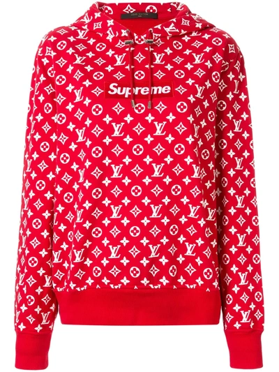 Pre-owned Louis Vuitton 2017  X Suprem Logo Hoodie In Red