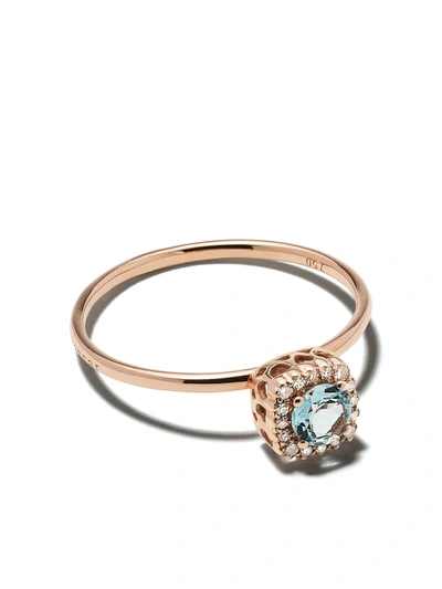 Selim Mouzannar Diamond & Aquamarine Round Ring | Diamonds/gemstones In Rose Gold