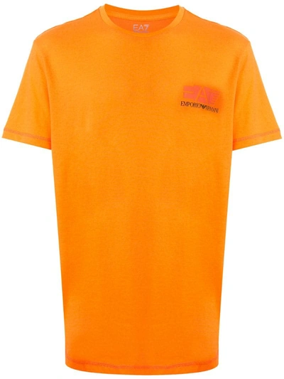 Ea7 Logo Print T-shirt In Orange