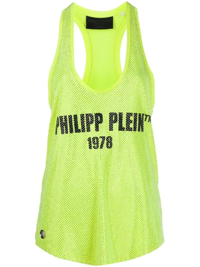 Philipp Plein Logo Embellished Tank Top In Yellow