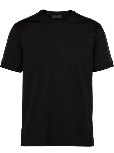 Prada Knit Inserts T-shirt In Black