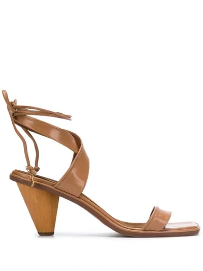 Stella Mccartney Rhea Crossover Strap Sandals In Brown
