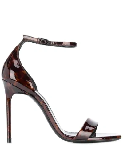 Saint Laurent Tortoiseshell Effect Sandals In Brown