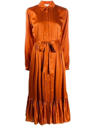 Temperley London Satin Shirt Dress In Orange