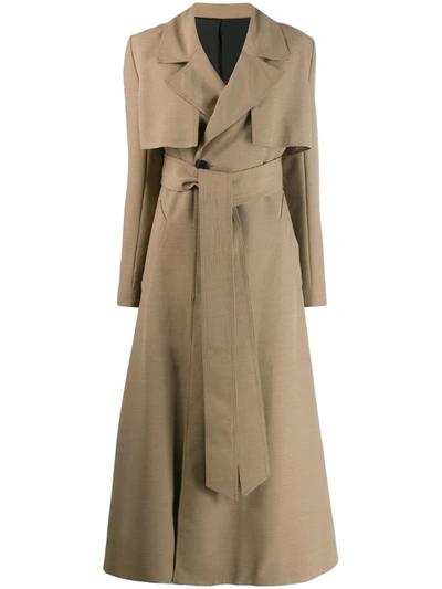 Ami Alexandre Mattiussi Large Collar Belted Trench Coat In Neutrals