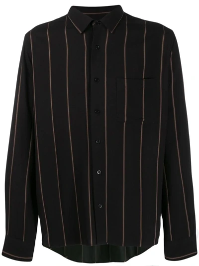 Ami Alexandre Mattiussi Striped Chest Pocket Shirt In Black