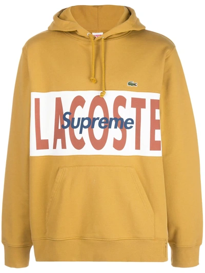 Supreme X Lacoste Logo Panel Hoodie In Yellow