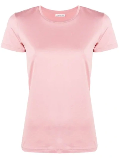 Moncler Logo Patch Cotton T-shirt In Pink