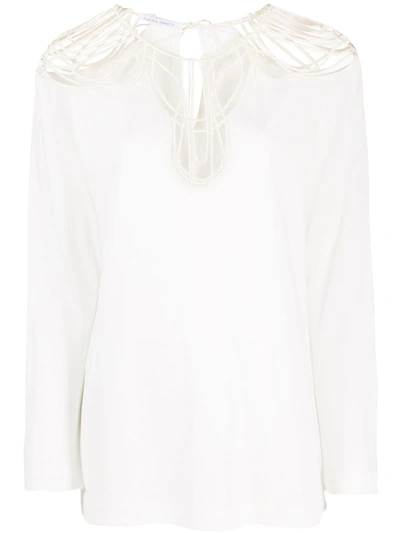 Alberta Ferretti Long-sleeved Sheer-panels Blouse In White