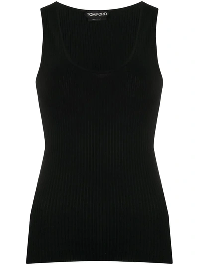 Tom Ford Ribbed Knit Silk Vest In Black