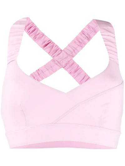 No Ka'oi Crisscross Back V-neck Sports Bra In Pink