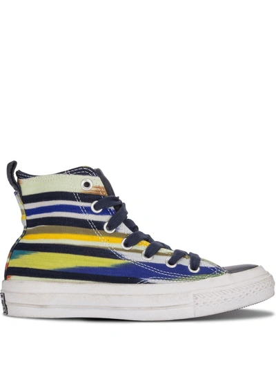 Converse Striped High-top Sneakers In Blue