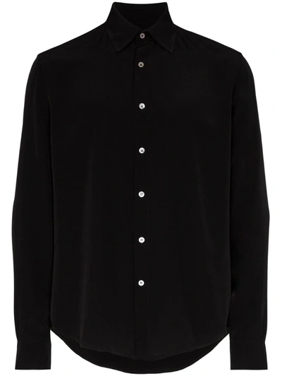 Edward Crutchley Classic Buttoned Silk Shirt In Black