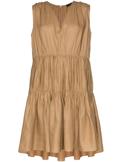 Joseph Lema Gathered Mini Dress In Brown