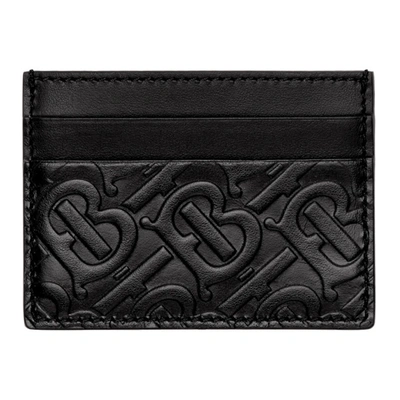 Burberry Sandon Tb Monogram Leather Card Case In Black