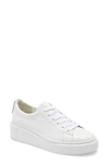 Paul Green Debbie Wedge Sneaker In White Mc Leather